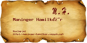 Maninger Hamilkár névjegykártya